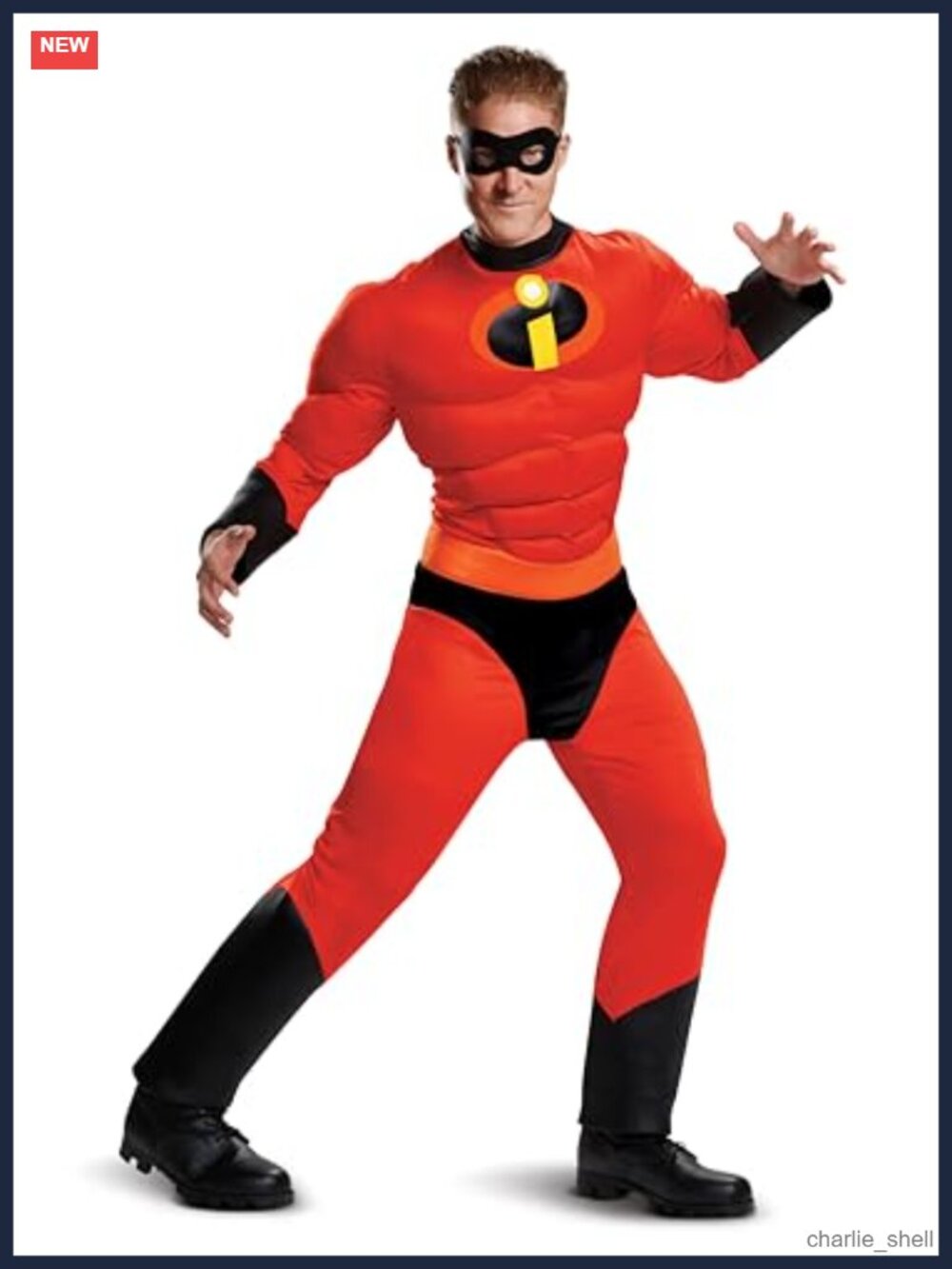Mr. Incredible Classic Muscle Adult Costume Jumpsuit Belt Eye Mask